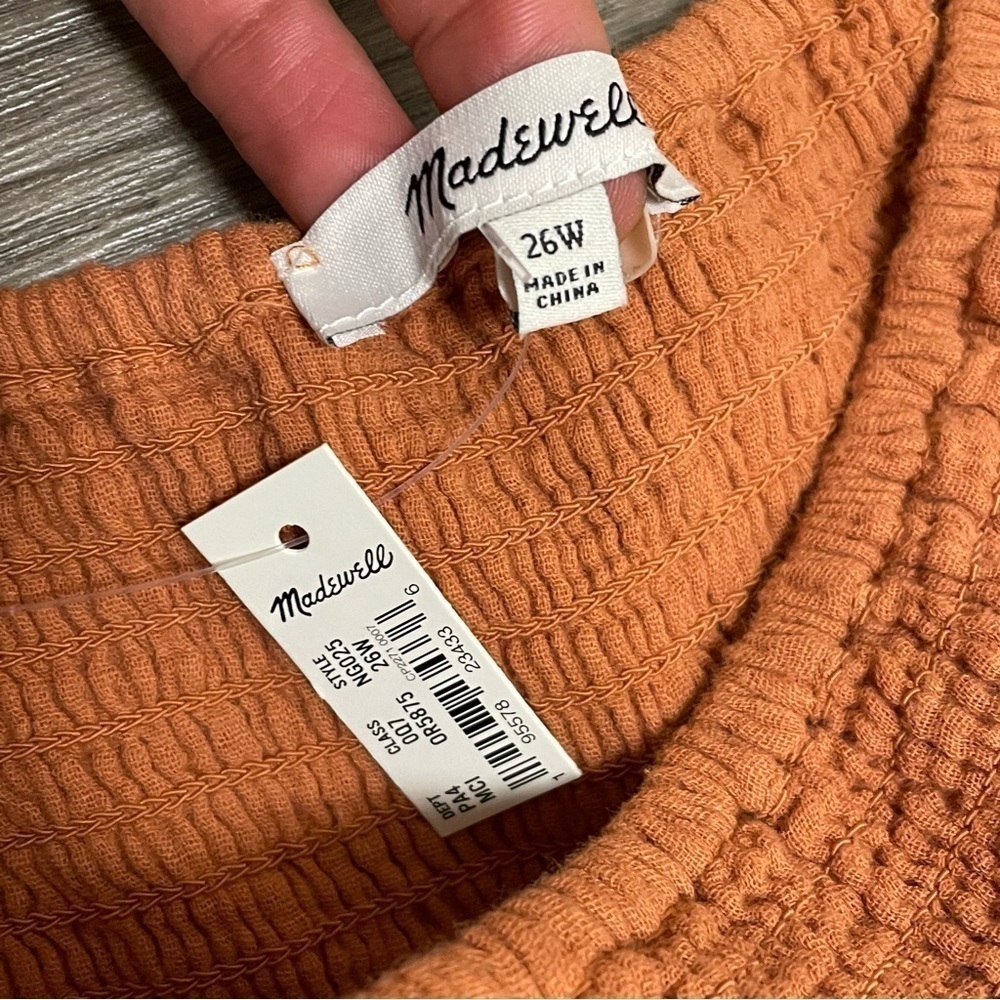 Madewell Lightspun Lucie Flutter Sleeve Jumpsuit Womens Orange Gauze Knit Sz 26W - Picture 7 of 11